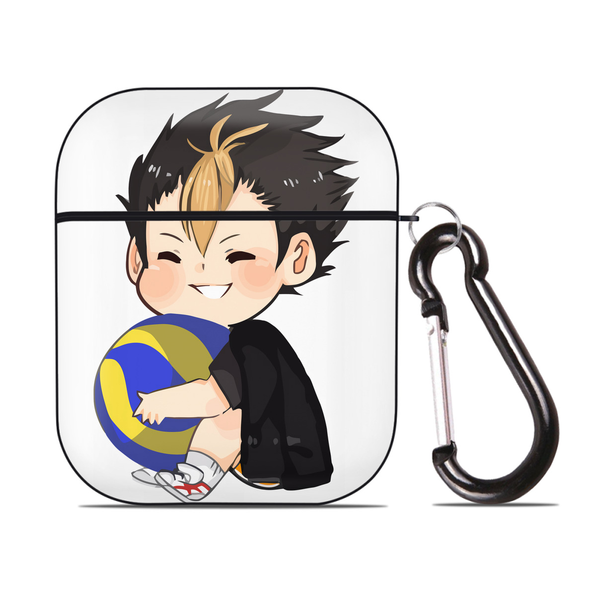 （画像用） ハイキュー!! Haikyu!! AirPods 第2世代保護ケース ハードシェル ブラック 耐衝撃・防指紋・カラビナ付き