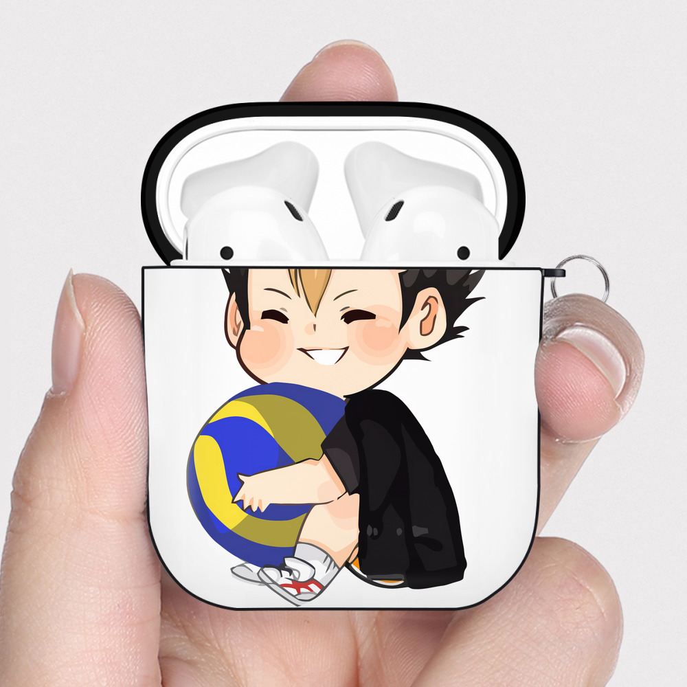 （画像用） ハイキュー!! Haikyu!! AirPods 第2世代保護ケース ハードシェル ブラック 耐衝撃・防指紋・カラビナ付き