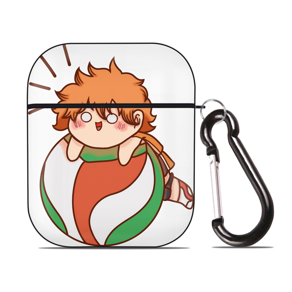 （画像用） ハイキュー!! Haikyu!! AirPods 第2世代保護ケース ハードシェル ブラック 耐衝撃・防指紋・カラビナ付き