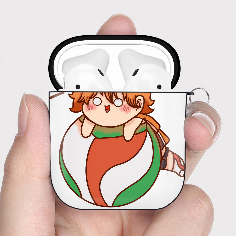 （画像用） ハイキュー!! Haikyu!! AirPods 第2世代保護ケース ハードシェル ブラック 耐衝撃・防指紋・カラビナ付き