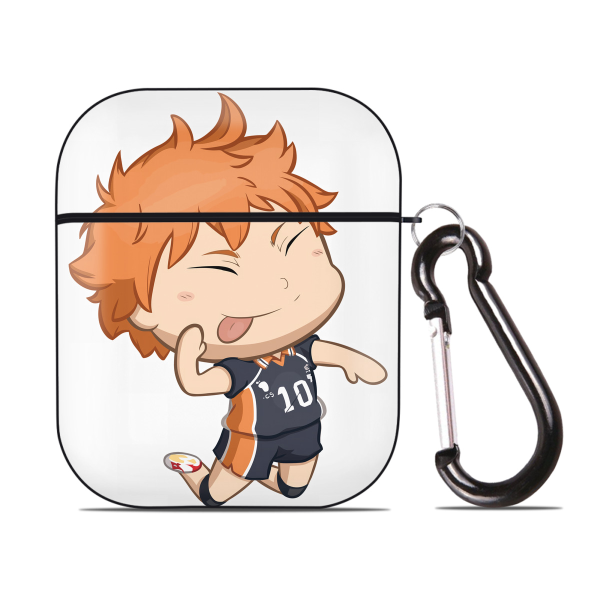 （画像用） ハイキュー!! Haikyu!! AirPods 第2世代保護ケース ハードシェル ブラック 耐衝撃・防指紋・カラビナ付き