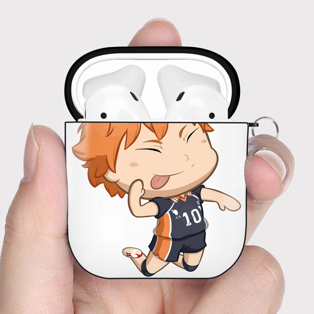 （画像用） ハイキュー!! Haikyu!! AirPods 第2世代保護ケース ハードシェル ブラック 耐衝撃・防指紋・カラビナ付き