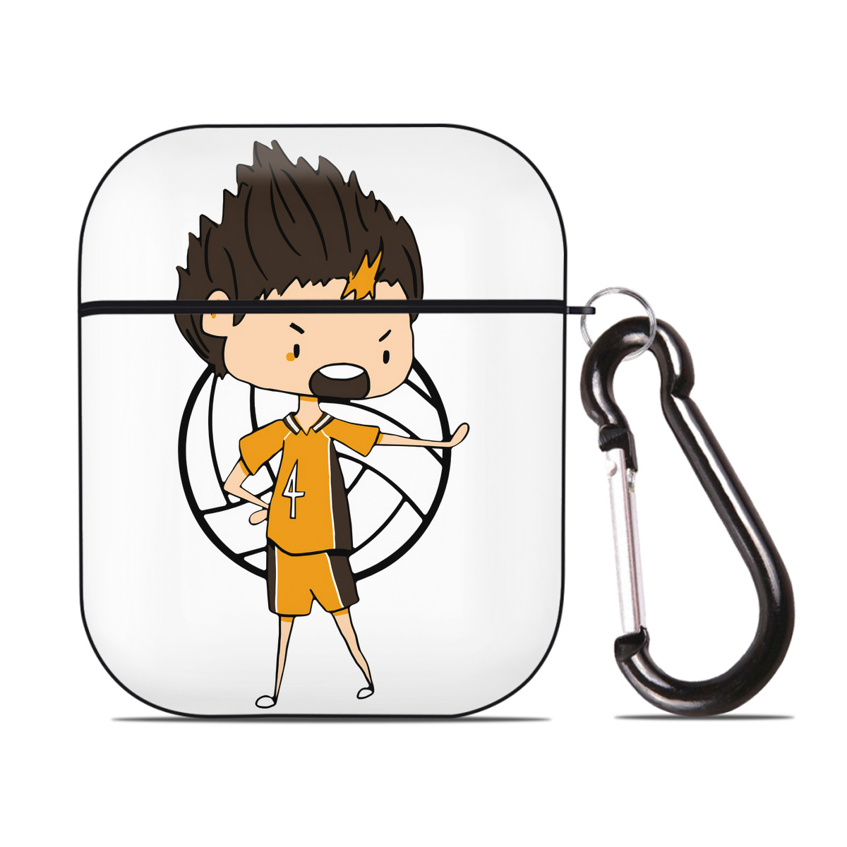 （画像用） ハイキュー!! Haikyu!! AirPods 第2世代保護ケース ハードシェル ブラック 耐衝撃・防指紋・カラビナ付き