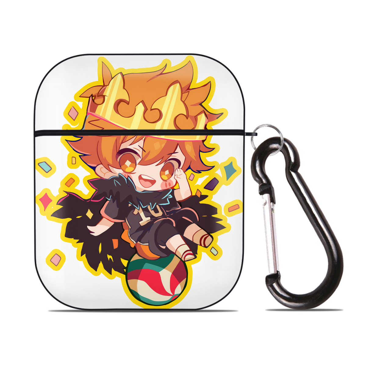 （画像用） ハイキュー!! Haikyu!! AirPods 第2世代保護ケース ハードシェル ブラック 耐衝撃・防指紋・カラビナ付き