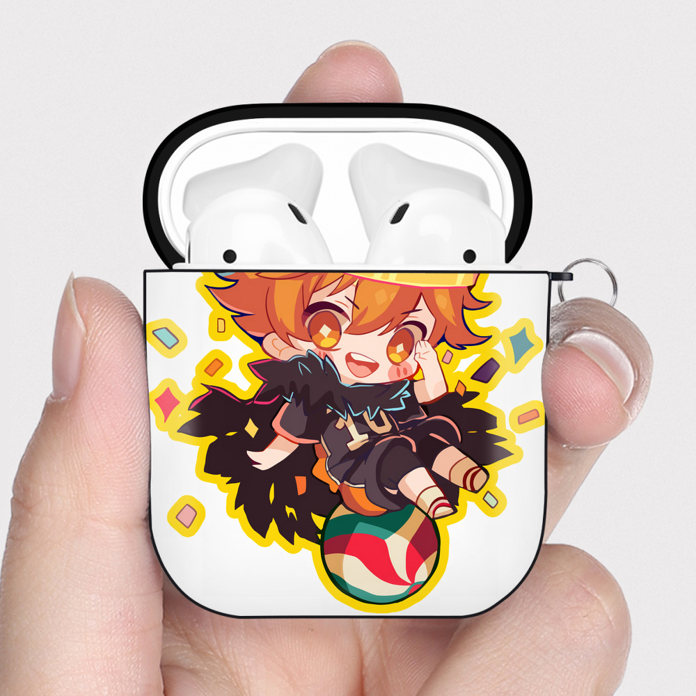 （画像用） ハイキュー!! Haikyu!! AirPods 第2世代保護ケース ハードシェル ブラック 耐衝撃・防指紋・カラビナ付き