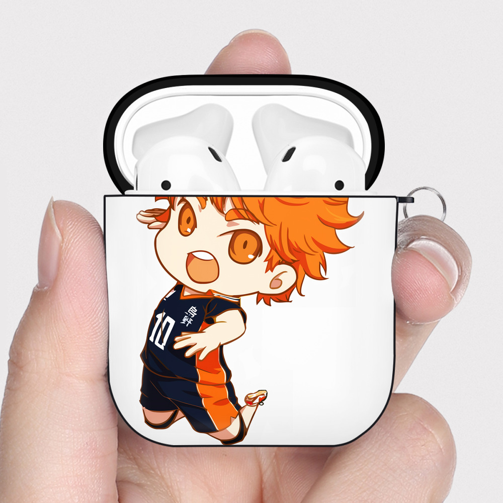 （画像用） ハイキュー!! Haikyu!! AirPods 第2世代保護ケース ハードシェル ブラック 耐衝撃・防指紋・カラビナ付き