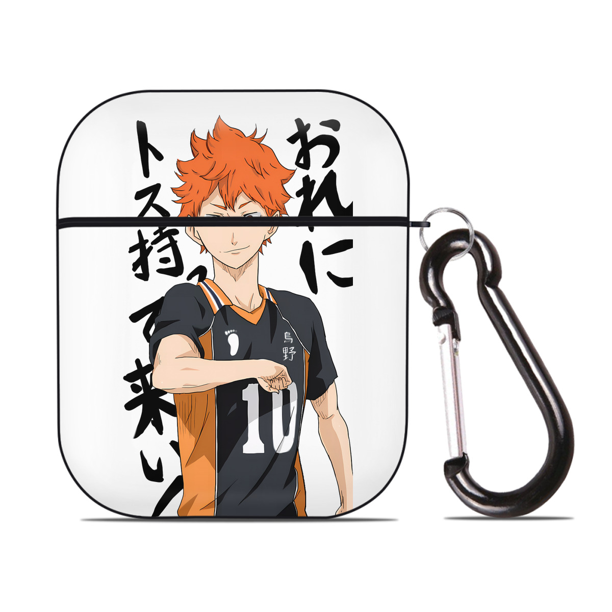 （画像用） ハイキュー!! Haikyu!! AirPods 第2世代保護ケース ハードシェル ブラック 耐衝撃・防指紋・カラビナ付き