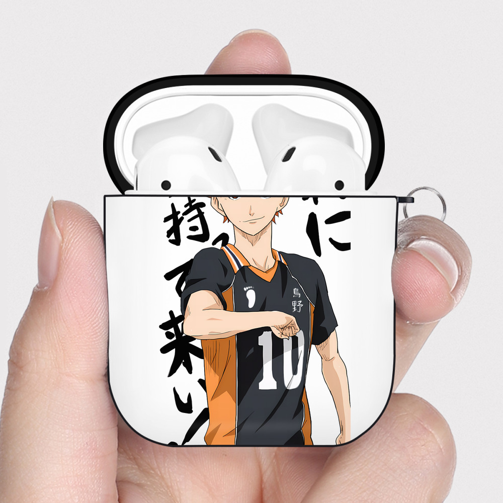 （画像用） ハイキュー!! Haikyu!! AirPods 第2世代保護ケース ハードシェル ブラック 耐衝撃・防指紋・カラビナ付き