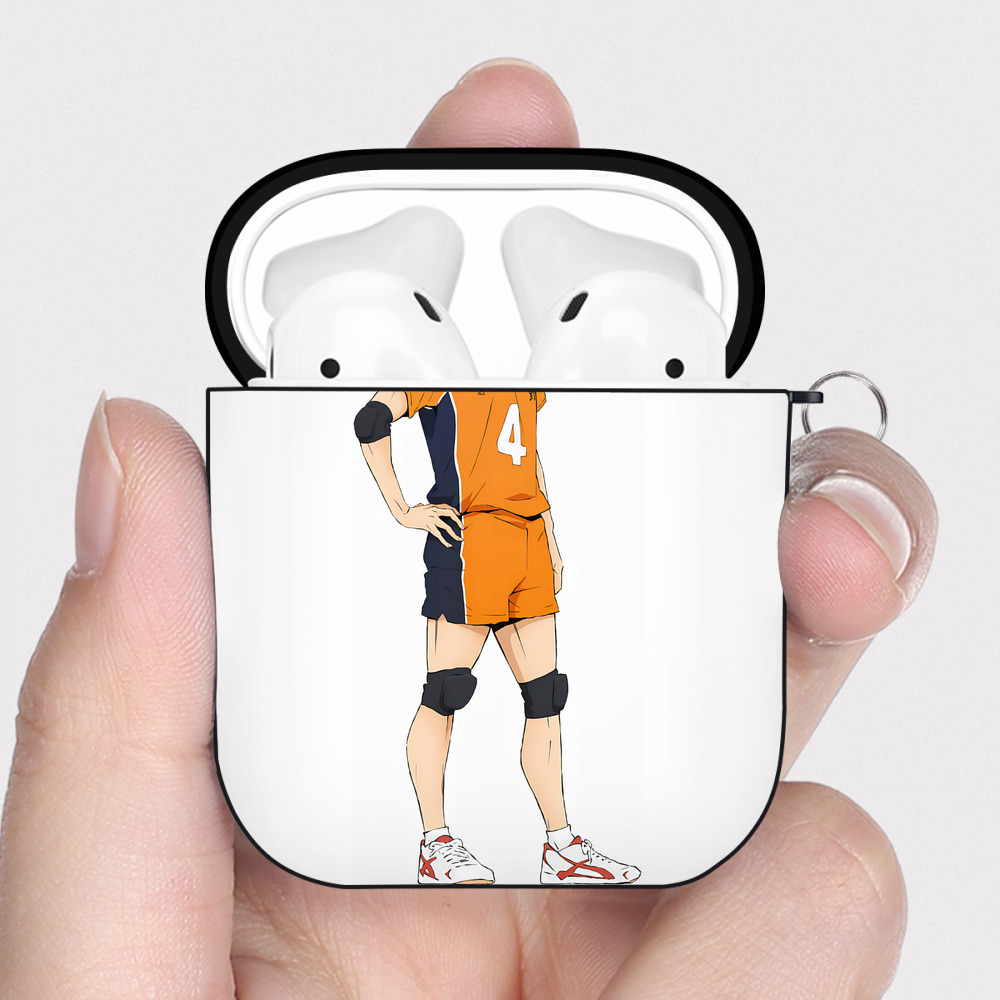 （画像用） ハイキュー!! Haikyu!! AirPods 第2世代保護ケース ハードシェル ブラック 耐衝撃・防指紋・カラビナ付き
