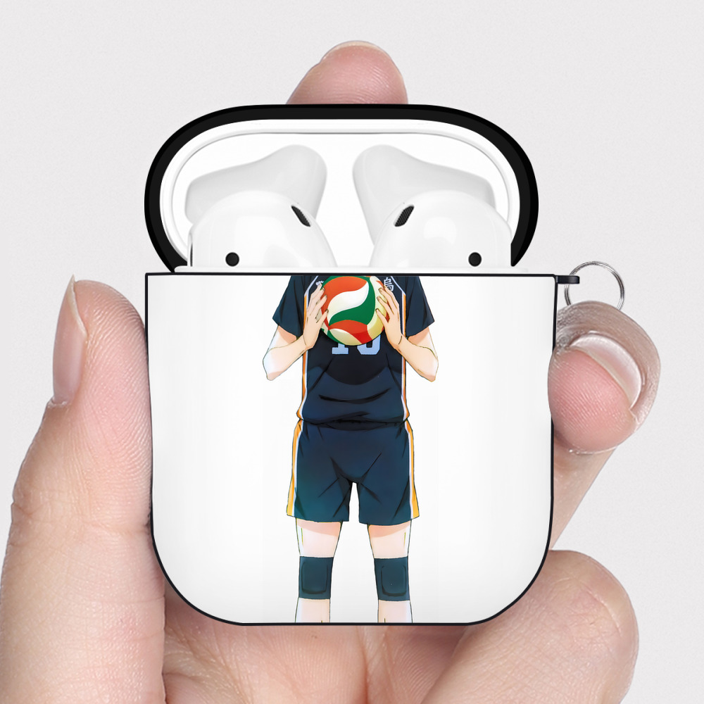 （画像用） ハイキュー!! Haikyu!! AirPods 第2世代保護ケース ハードシェル ブラック 耐衝撃・防指紋・カラビナ付き