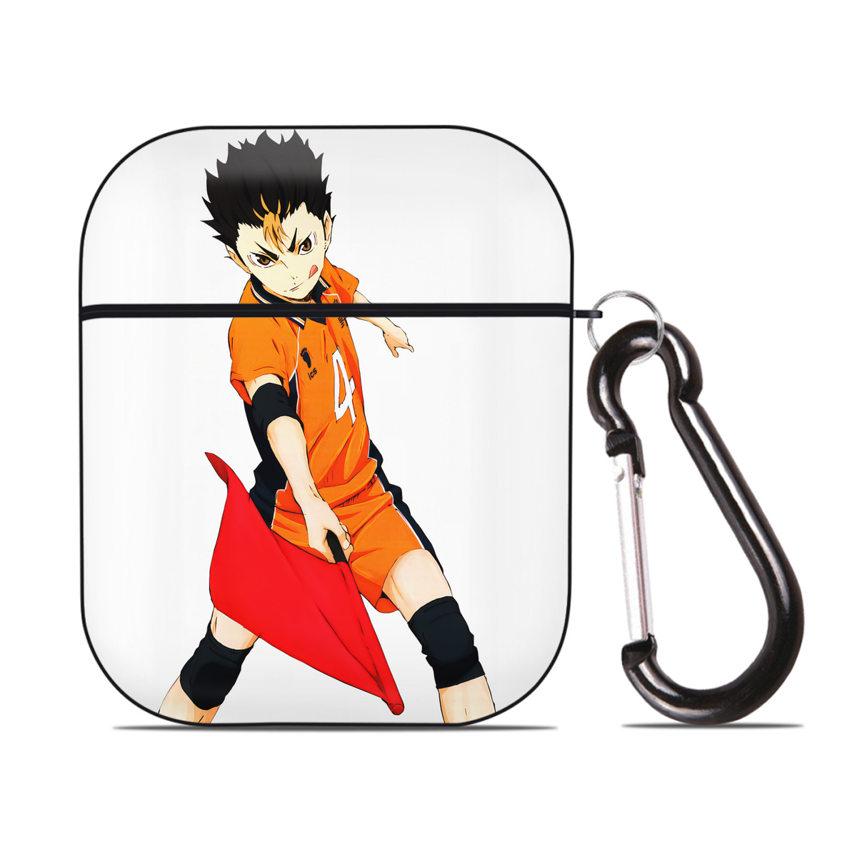 （画像用） ハイキュー!! Haikyu!! AirPods 第2世代保護ケース ハードシェル ブラック 耐衝撃・防指紋・カラビナ付き