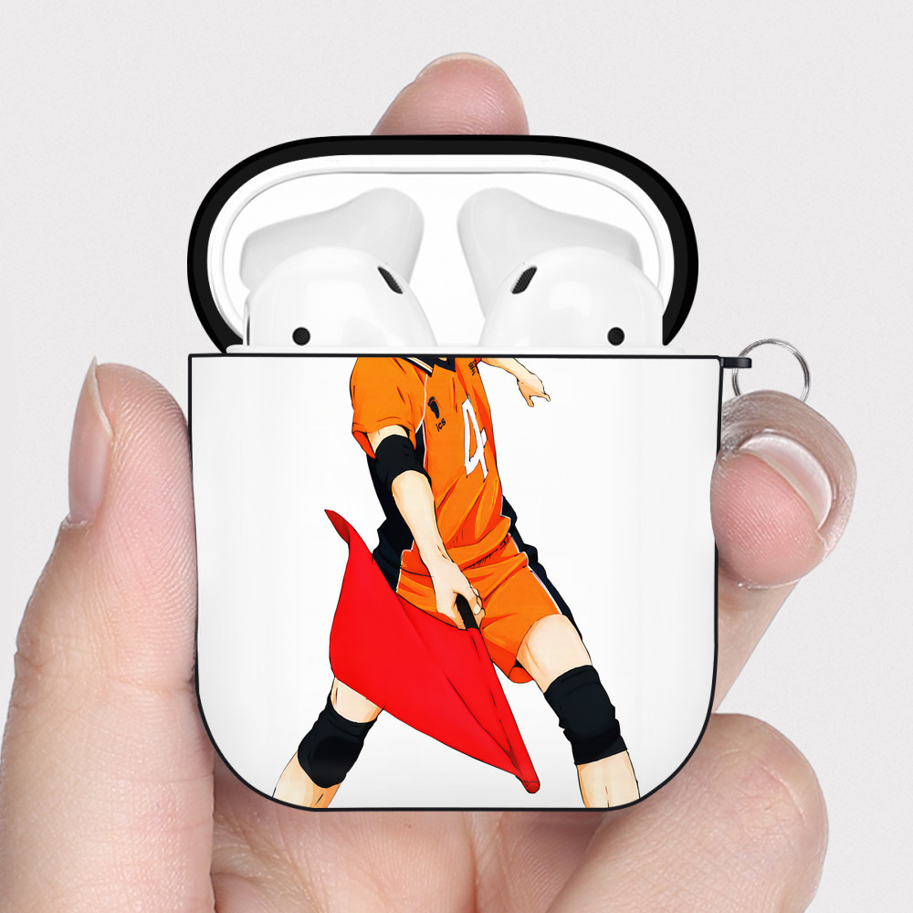 （画像用） ハイキュー!! Haikyu!! AirPods 第2世代保護ケース ハードシェル ブラック 耐衝撃・防指紋・カラビナ付き