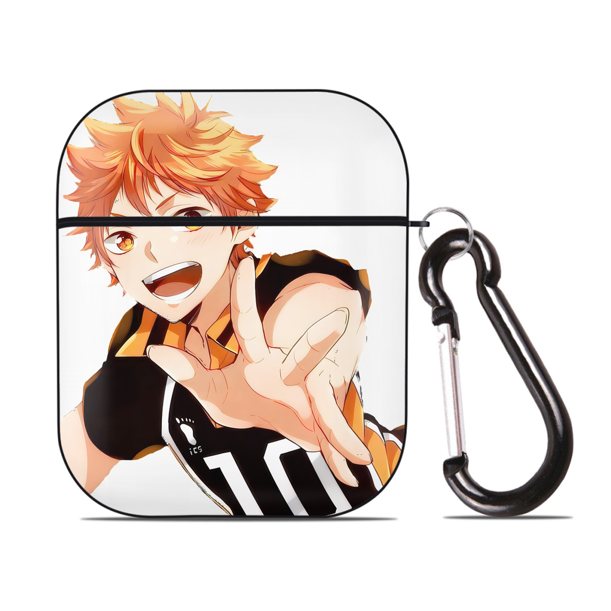 （画像用） ハイキュー!! Haikyu!! AirPods 第2世代保護ケース ハードシェル ブラック 耐衝撃・防指紋・カラビナ付き
