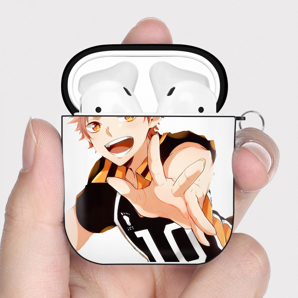 （画像用） ハイキュー!! Haikyu!! AirPods 第2世代保護ケース ハードシェル ブラック 耐衝撃・防指紋・カラビナ付き