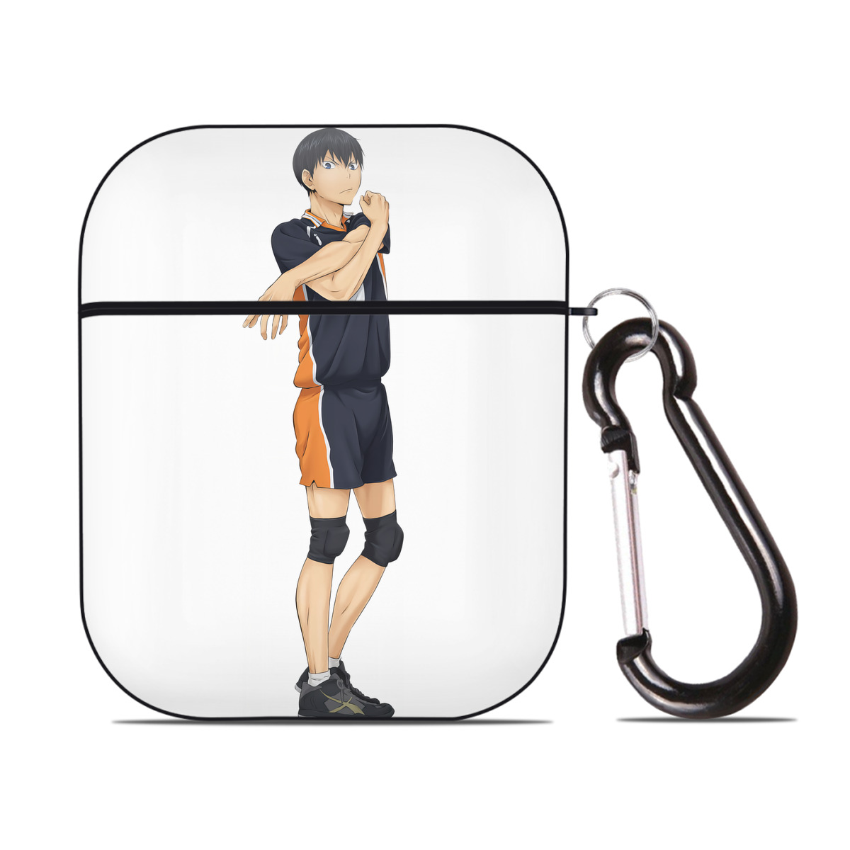 （画像用） ハイキュー!! Haikyu!! AirPods 第2世代保護ケース ハードシェル ブラック 耐衝撃・防指紋・カラビナ付き