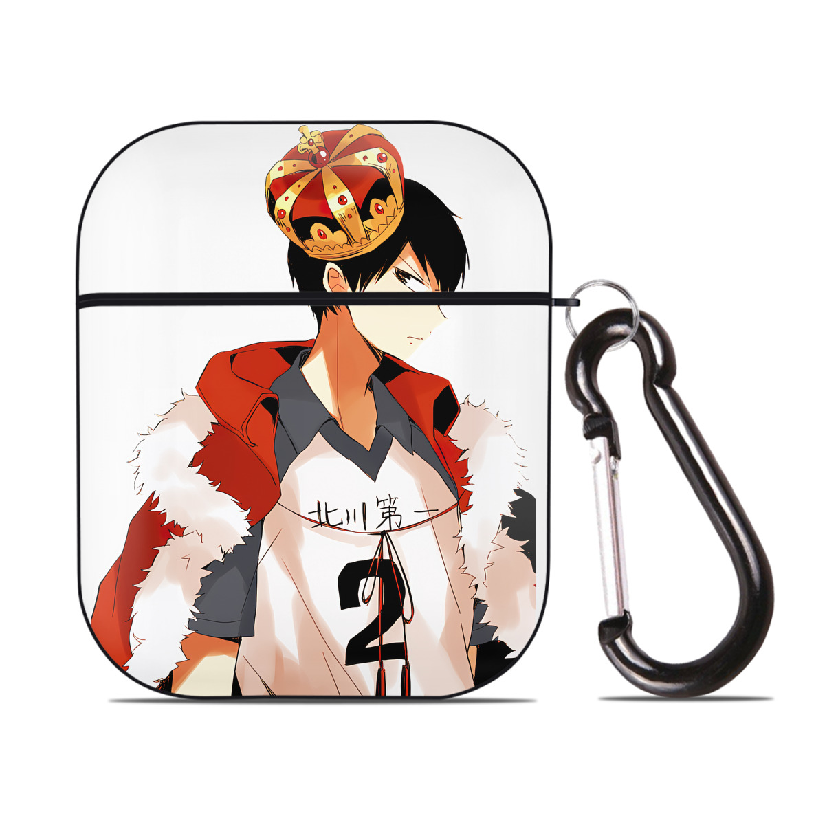 （画像用） ハイキュー!! Haikyu!! AirPods 第2世代保護ケース ハードシェル ブラック 耐衝撃・防指紋・カラビナ付き