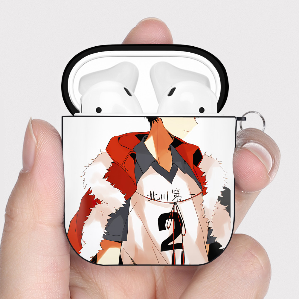 （画像用） ハイキュー!! Haikyu!! AirPods 第2世代保護ケース ハードシェル ブラック 耐衝撃・防指紋・カラビナ付き