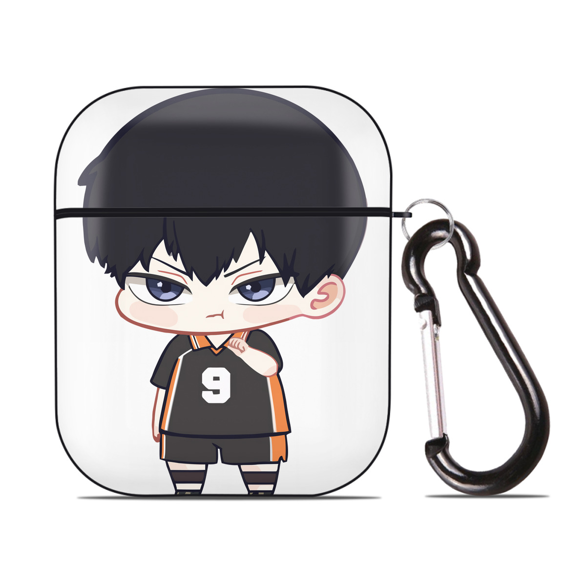 （画像用） ハイキュー!! Haikyu!! AirPods 第2世代保護ケース ハードシェル ブラック 耐衝撃・防指紋・カラビナ付き