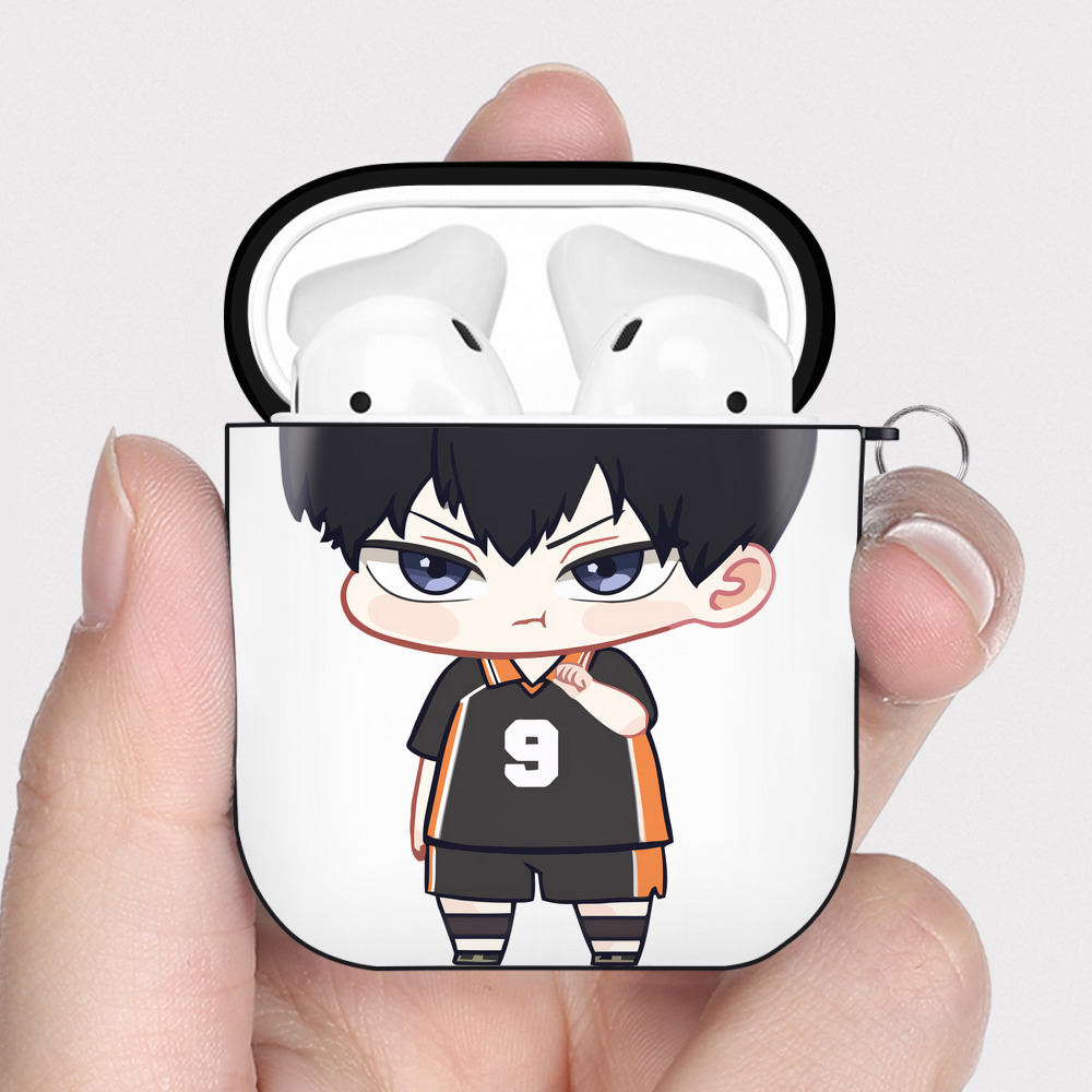 （画像用） ハイキュー!! Haikyu!! AirPods 第2世代保護ケース ハードシェル ブラック 耐衝撃・防指紋・カラビナ付き
