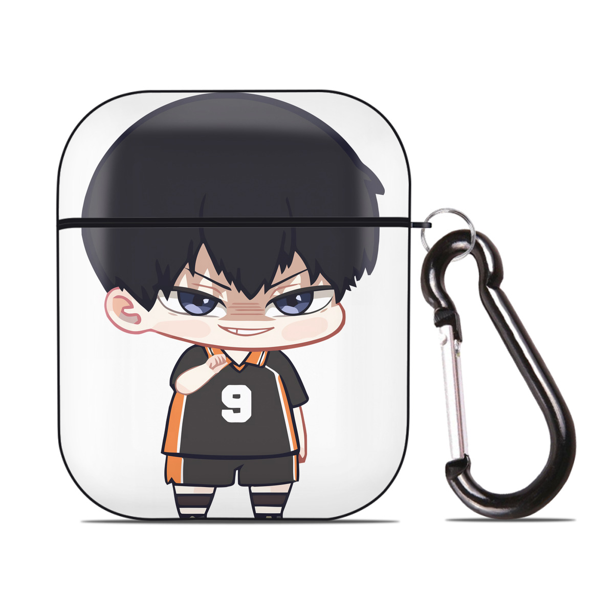 （画像用） ハイキュー!! Haikyu!! AirPods 第2世代保護ケース ハードシェル ブラック 耐衝撃・防指紋・カラビナ付き