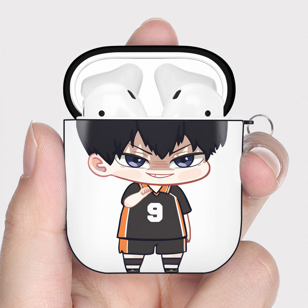 （画像用） ハイキュー!! Haikyu!! AirPods 第2世代保護ケース ハードシェル ブラック 耐衝撃・防指紋・カラビナ付き