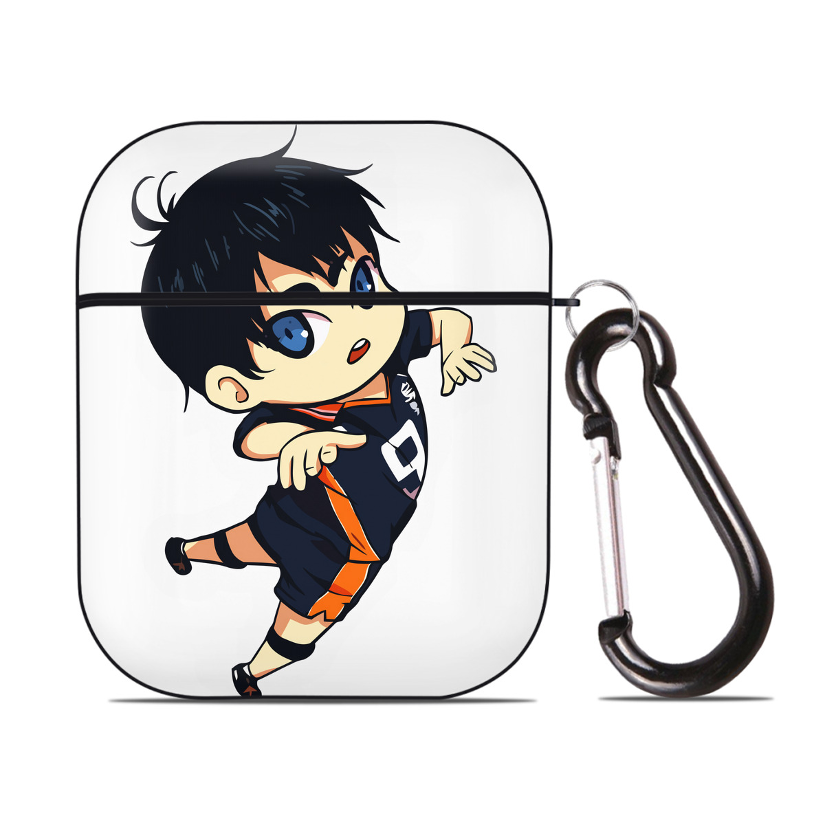 （画像用） ハイキュー!! Haikyu!! AirPods 第2世代保護ケース ハードシェル ブラック 耐衝撃・防指紋・カラビナ付き