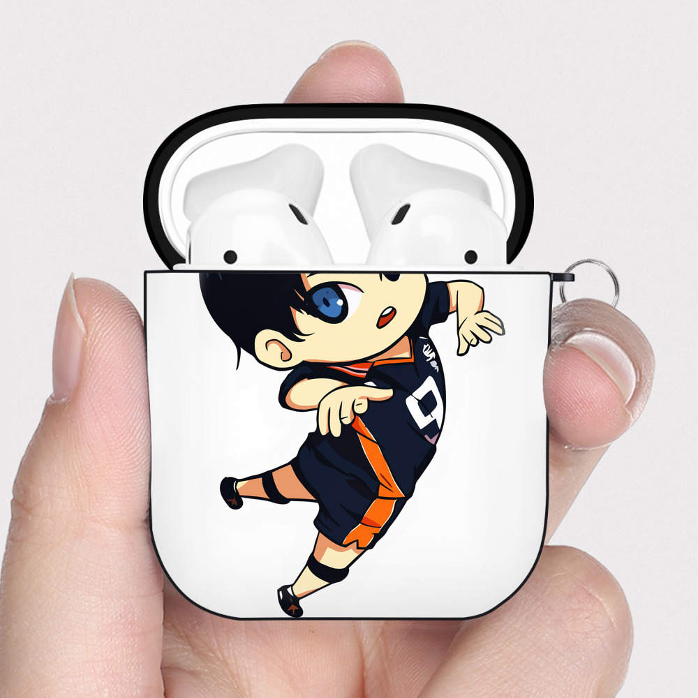 （画像用） ハイキュー!! Haikyu!! AirPods 第2世代保護ケース ハードシェル ブラック 耐衝撃・防指紋・カラビナ付き