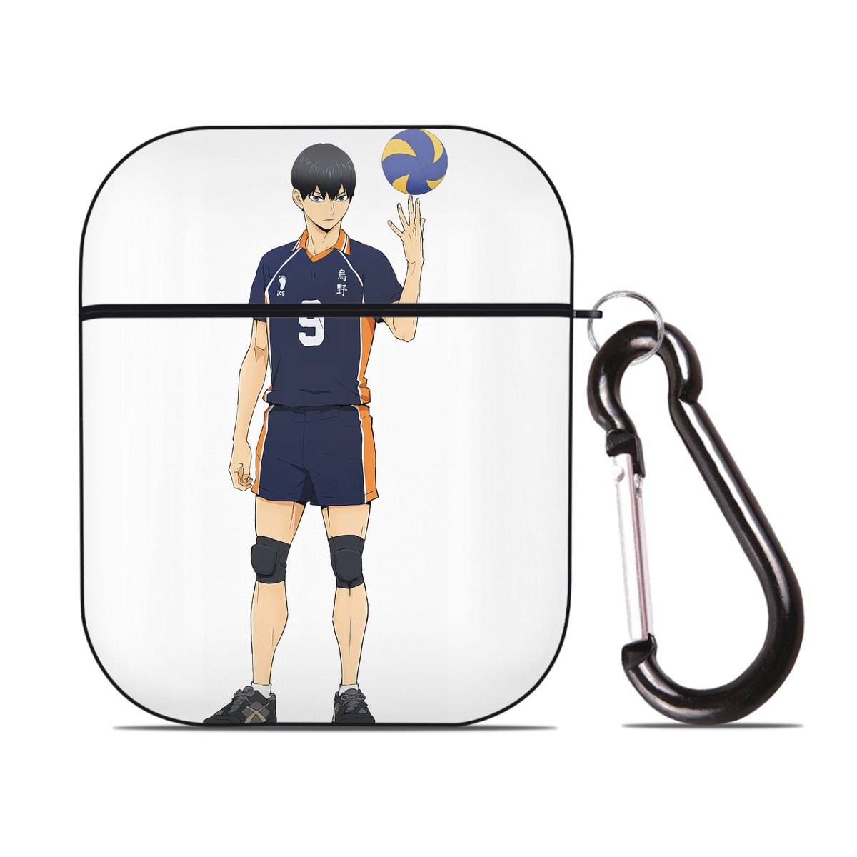 （画像用） ハイキュー!! Haikyu!! AirPods 第2世代保護ケース ハードシェル ブラック 耐衝撃・防指紋・カラビナ付き