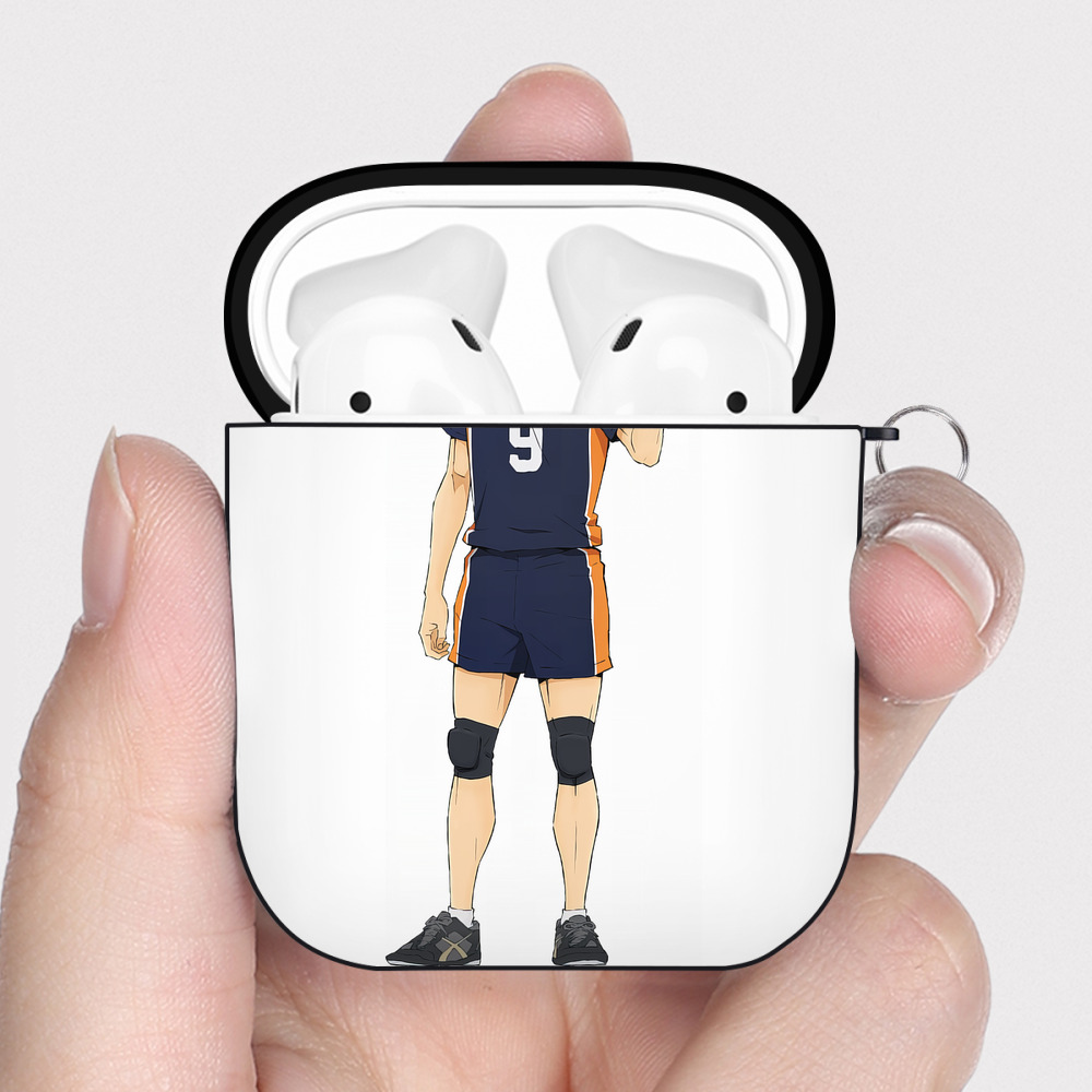 （画像用） ハイキュー!! Haikyu!! AirPods 第2世代保護ケース ハードシェル ブラック 耐衝撃・防指紋・カラビナ付き
