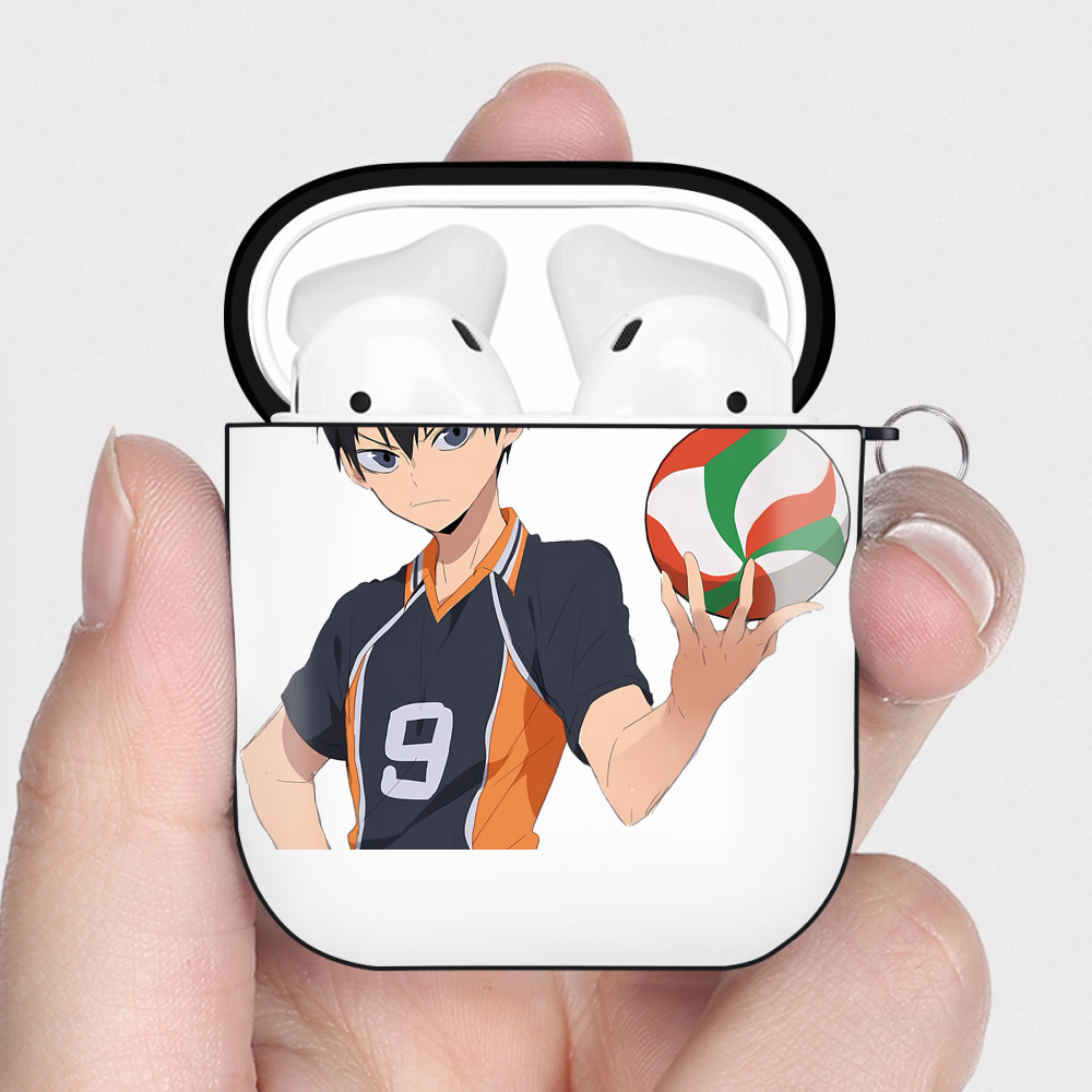 （画像用） ハイキュー!! Haikyu!! AirPods 第2世代保護ケース ハードシェル ブラック 耐衝撃・防指紋・カラビナ付き