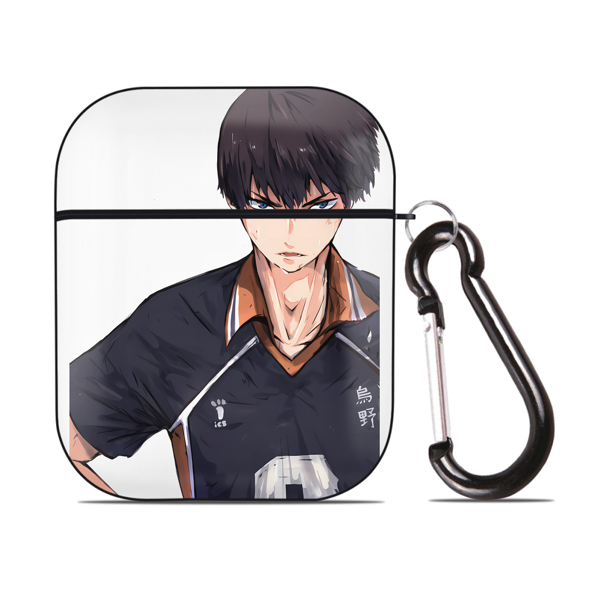 （画像用） ハイキュー!! Haikyu!! AirPods 第2世代保護ケース ハードシェル ブラック 耐衝撃・防指紋・カラビナ付き