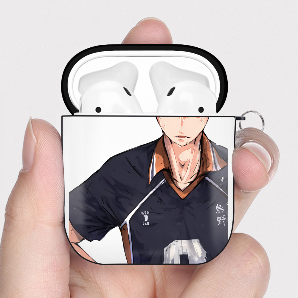 （画像用） ハイキュー!! Haikyu!! AirPods 第2世代保護ケース ハードシェル ブラック 耐衝撃・防指紋・カラビナ付き