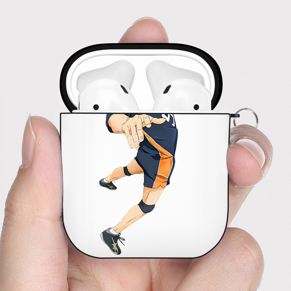 （画像用） ハイキュー!! Haikyu!! AirPods 第2世代保護ケース ハードシェル ブラック 耐衝撃・防指紋・カラビナ付き