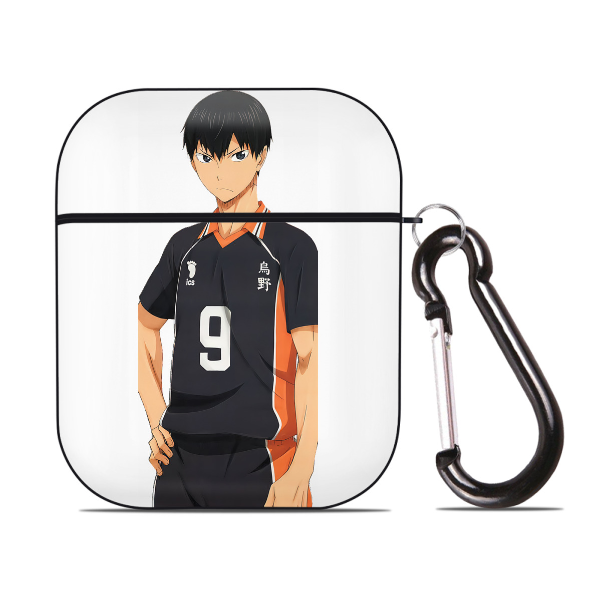 （画像用） ハイキュー!! Haikyu!! AirPods 第2世代保護ケース ハードシェル ブラック 耐衝撃・防指紋・カラビナ付き