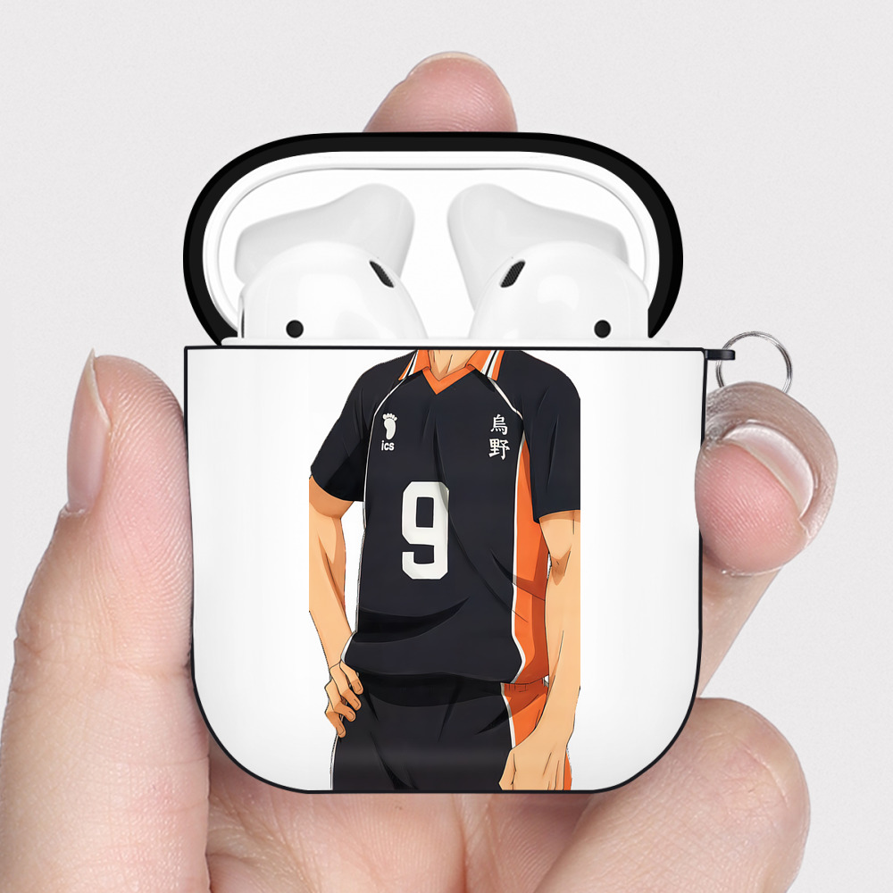 （画像用） ハイキュー!! Haikyu!! AirPods 第2世代保護ケース ハードシェル ブラック 耐衝撃・防指紋・カラビナ付き