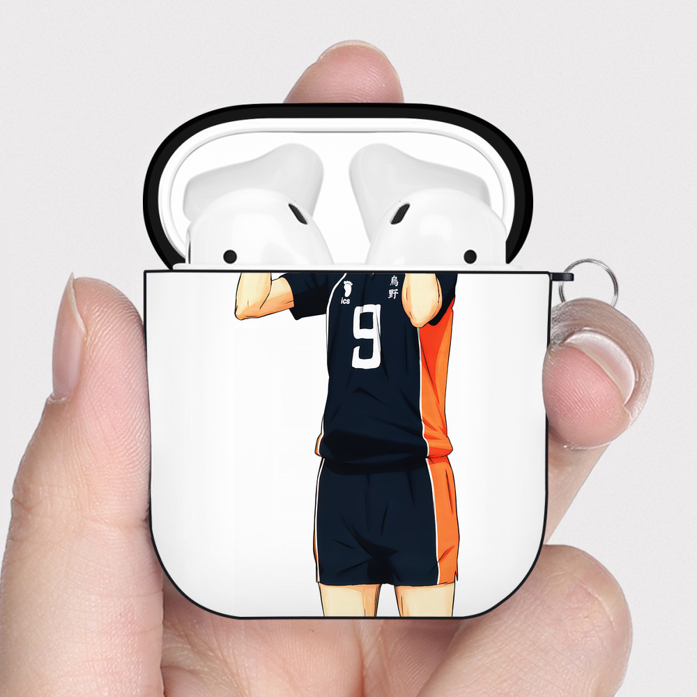 （画像用） ハイキュー!! Haikyu!! AirPods 第2世代保護ケース ハードシェル ブラック 耐衝撃・防指紋・カラビナ付き