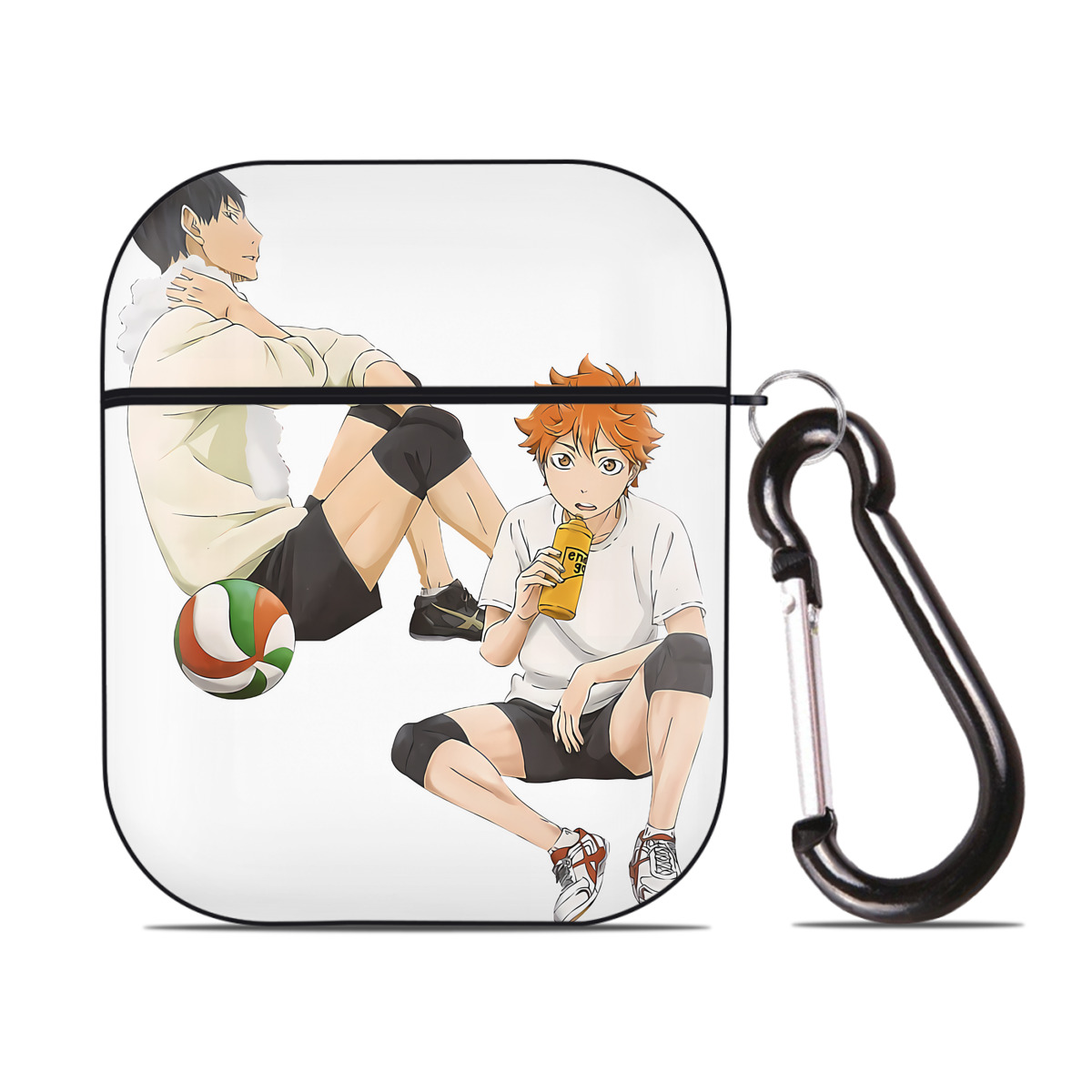 （画像用） ハイキュー!! Haikyu!! AirPods 第2世代保護ケース ハードシェル ブラック 耐衝撃・防指紋・カラビナ付き