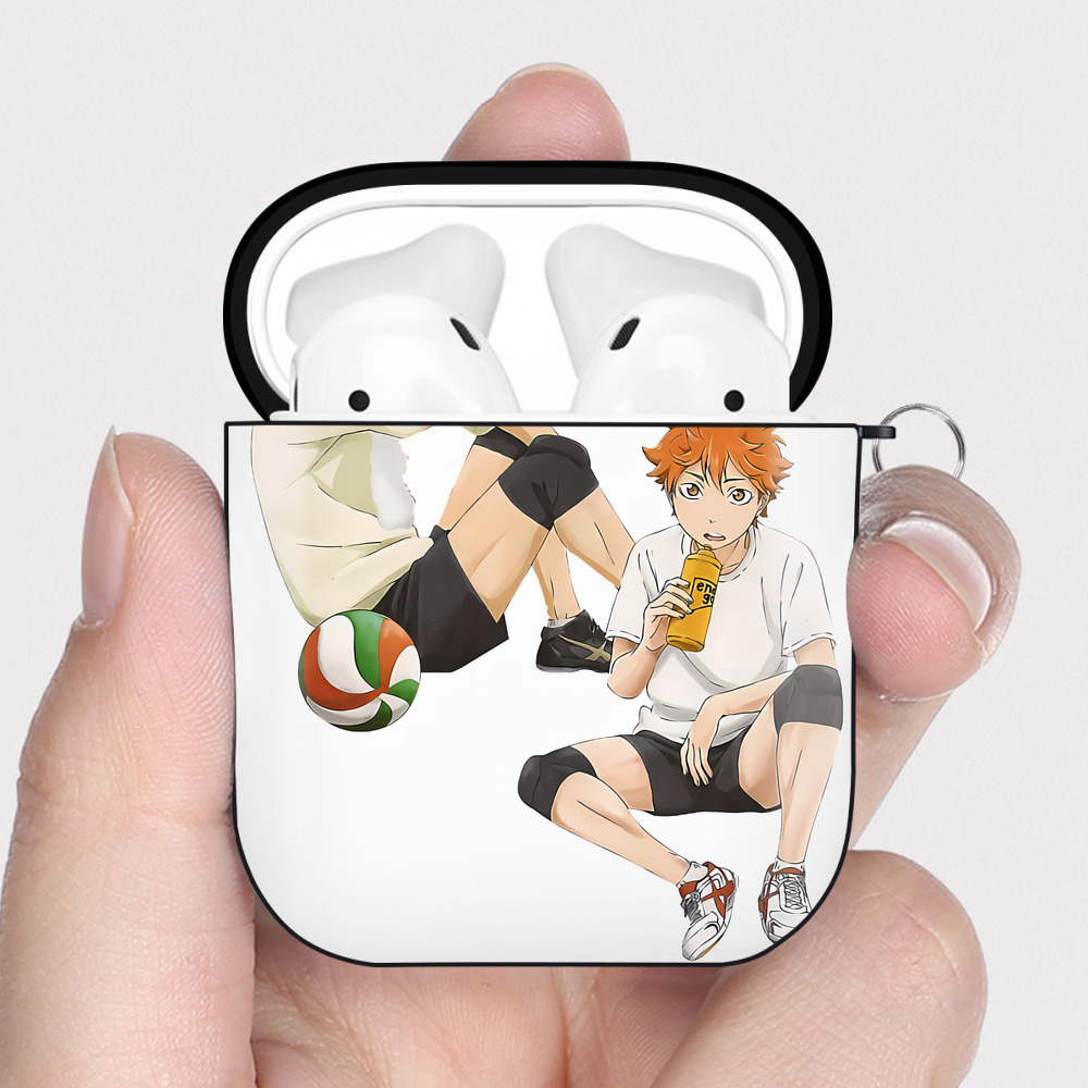（画像用） ハイキュー!! Haikyu!! AirPods 第2世代保護ケース ハードシェル ブラック 耐衝撃・防指紋・カラビナ付き