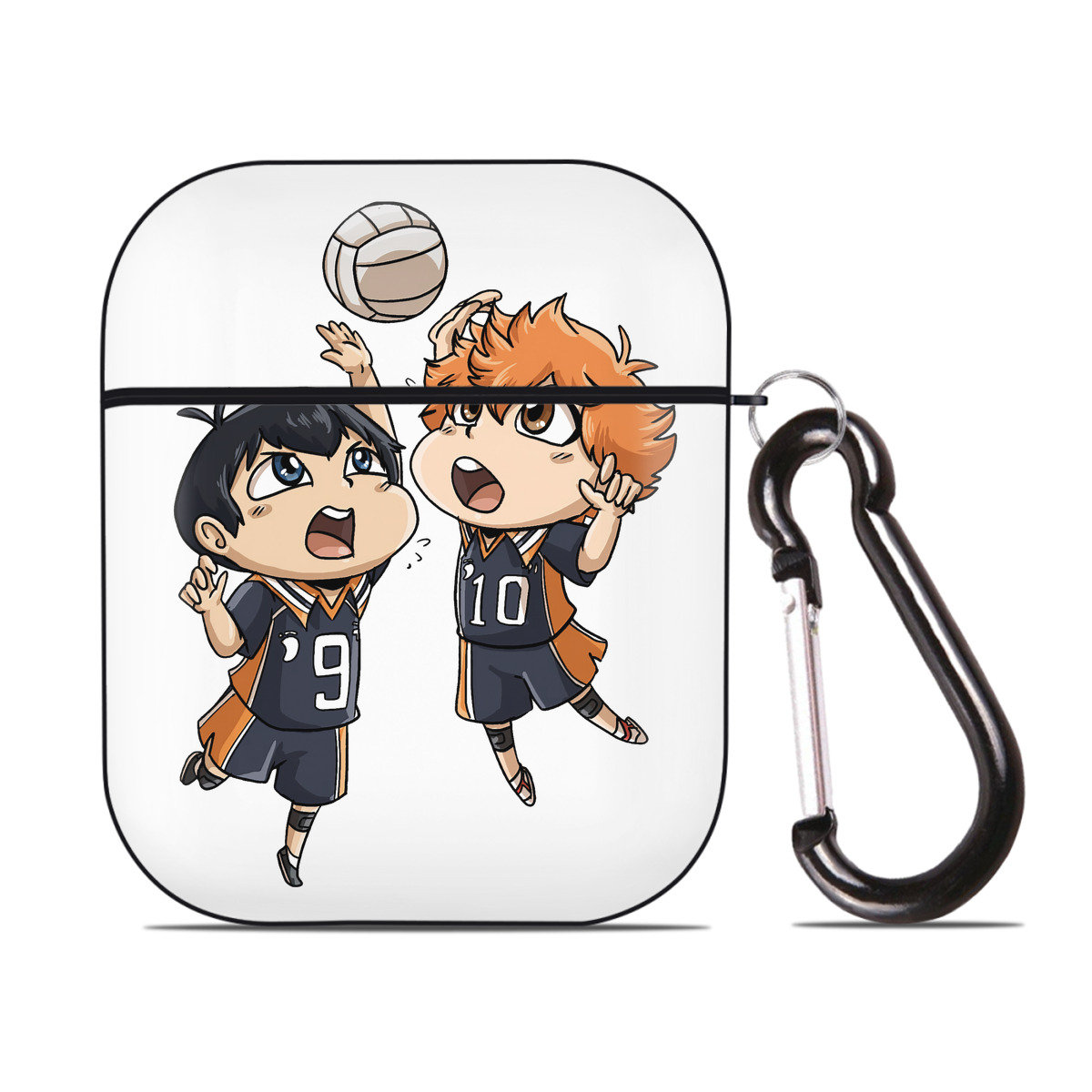 （画像用） ハイキュー!! Haikyu!! AirPods 第2世代保護ケース ハードシェル ブラック 耐衝撃・防指紋・カラビナ付き
