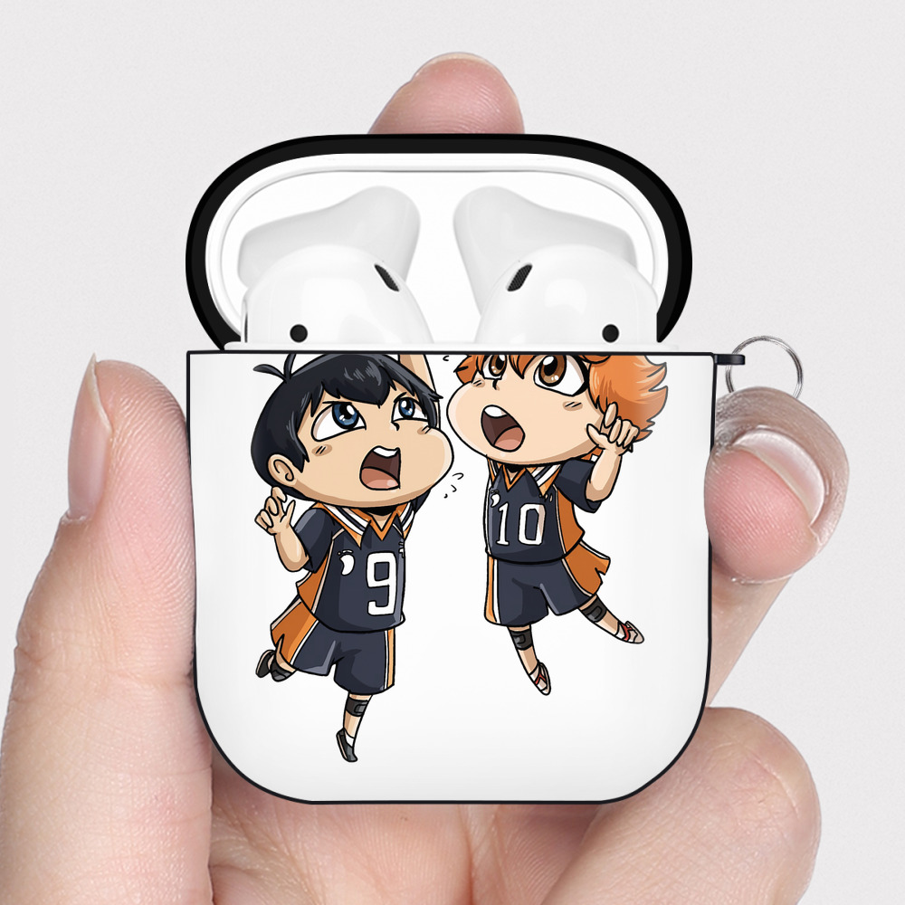 （画像用） ハイキュー!! Haikyu!! AirPods 第2世代保護ケース ハードシェル ブラック 耐衝撃・防指紋・カラビナ付き
