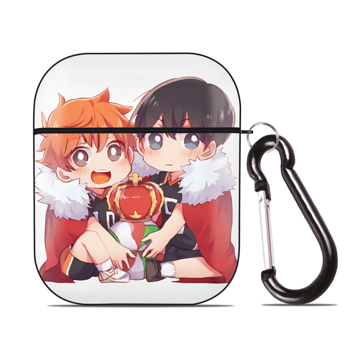 （画像用） ハイキュー!! Haikyu!! AirPods 第2世代保護ケース ハードシェル ブラック 耐衝撃・防指紋・カラビナ付き
