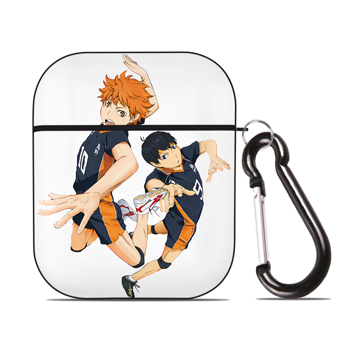 （画像用） ハイキュー!! Haikyu!! AirPods 第2世代保護ケース ハードシェル ブラック 耐衝撃・防指紋・カラビナ付き