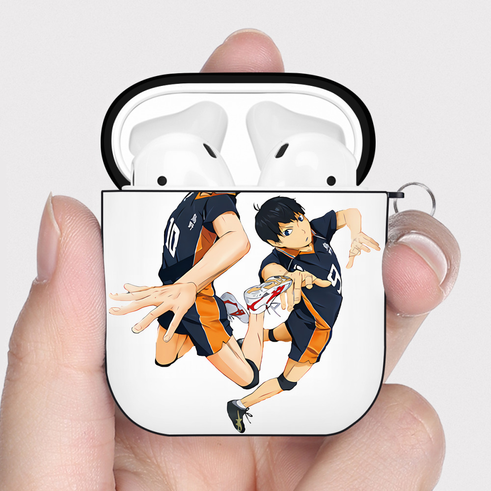 （画像用） ハイキュー!! Haikyu!! AirPods 第2世代保護ケース ハードシェル ブラック 耐衝撃・防指紋・カラビナ付き