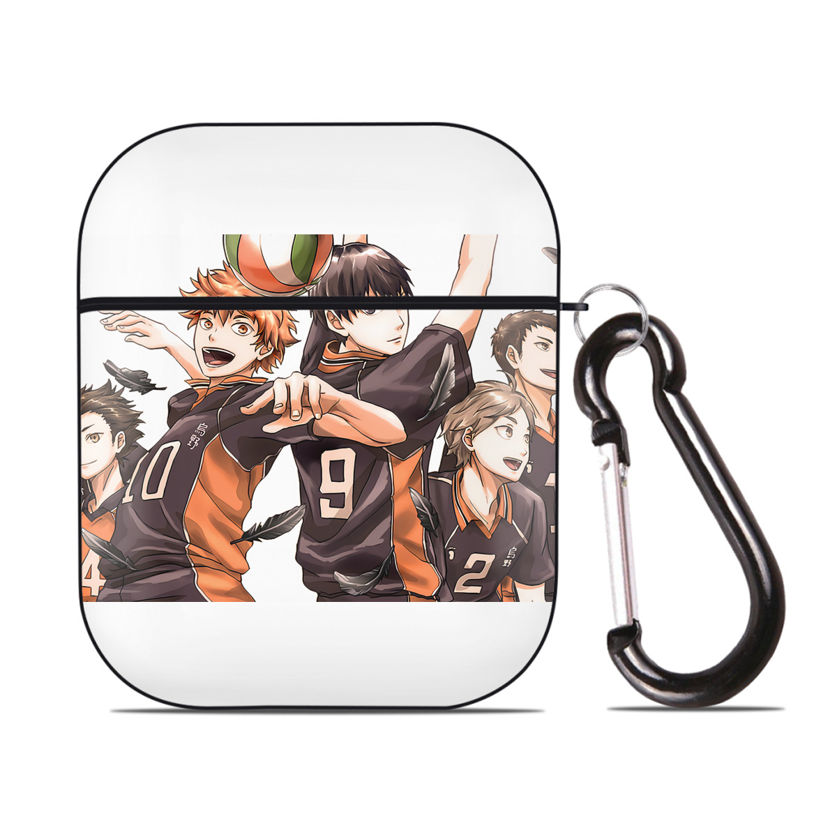 （画像用） ハイキュー!! Haikyu!! AirPods 第2世代保護ケース ハードシェル ブラック 耐衝撃・防指紋・カラビナ付き