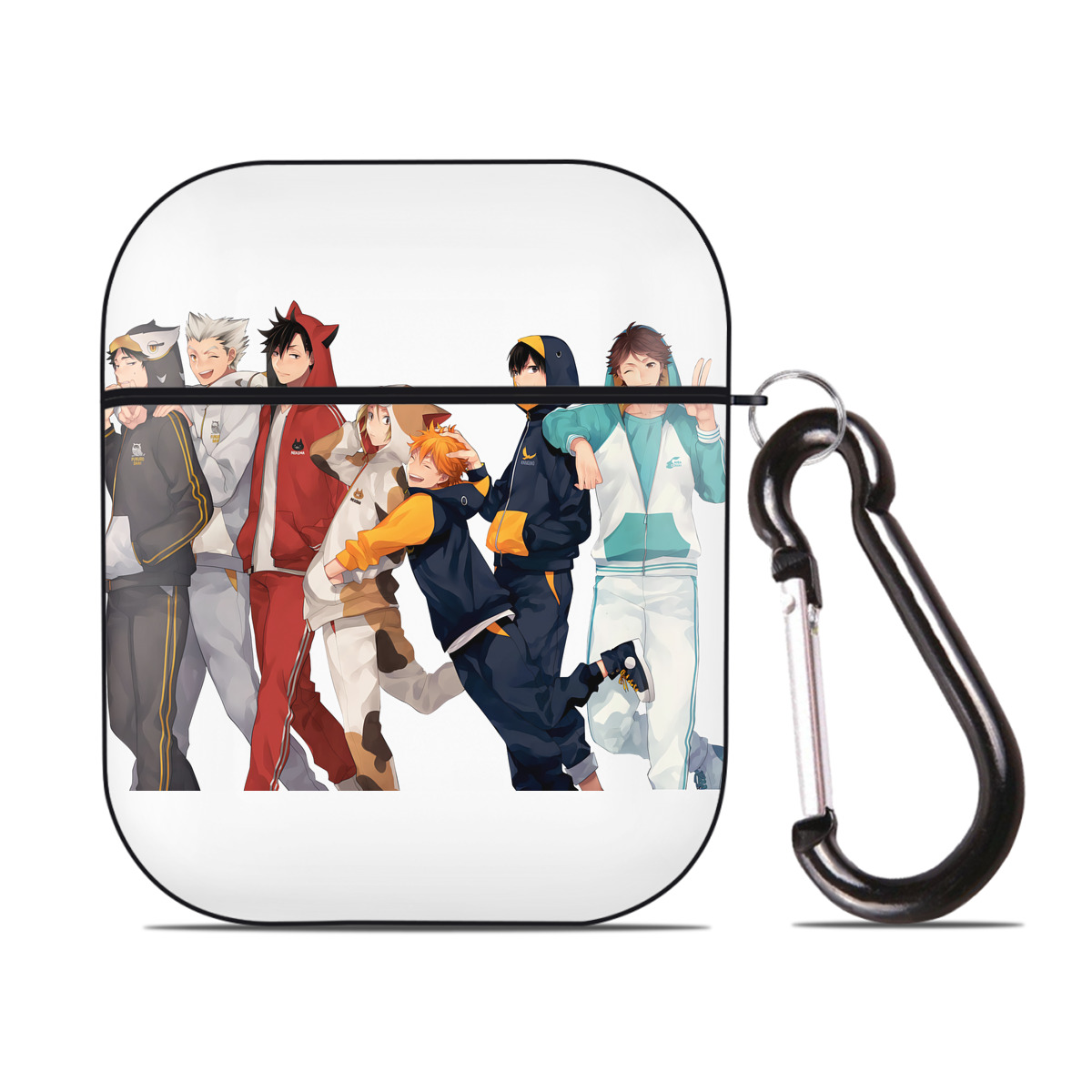 （画像用） ハイキュー!! Haikyu!! AirPods 第2世代保護ケース ハードシェル ブラック 耐衝撃・防指紋・カラビナ付き