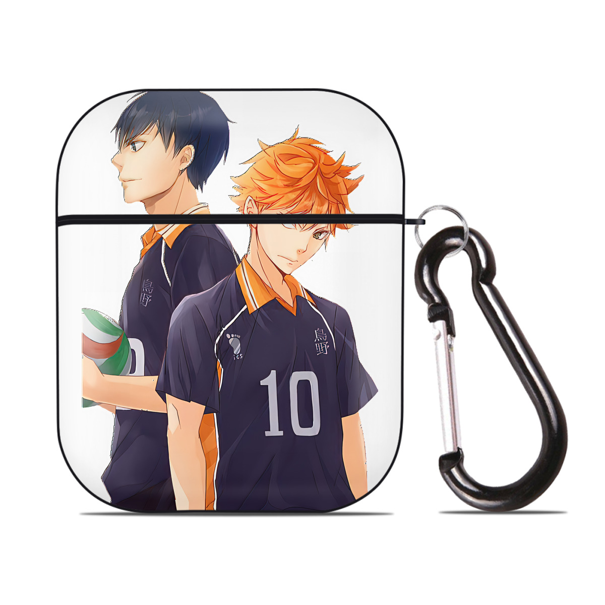 （画像用） ハイキュー!! Haikyu!! AirPods 第2世代保護ケース ハードシェル ブラック 耐衝撃・防指紋・カラビナ付き