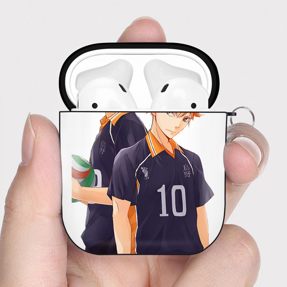 （画像用） ハイキュー!! Haikyu!! AirPods 第2世代保護ケース ハードシェル ブラック 耐衝撃・防指紋・カラビナ付き