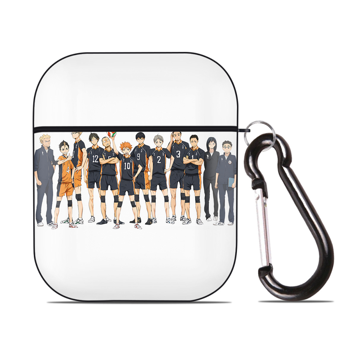 （画像用） ハイキュー!! Haikyu!! AirPods 第2世代保護ケース ハードシェル ブラック 耐衝撃・防指紋・カラビナ付き