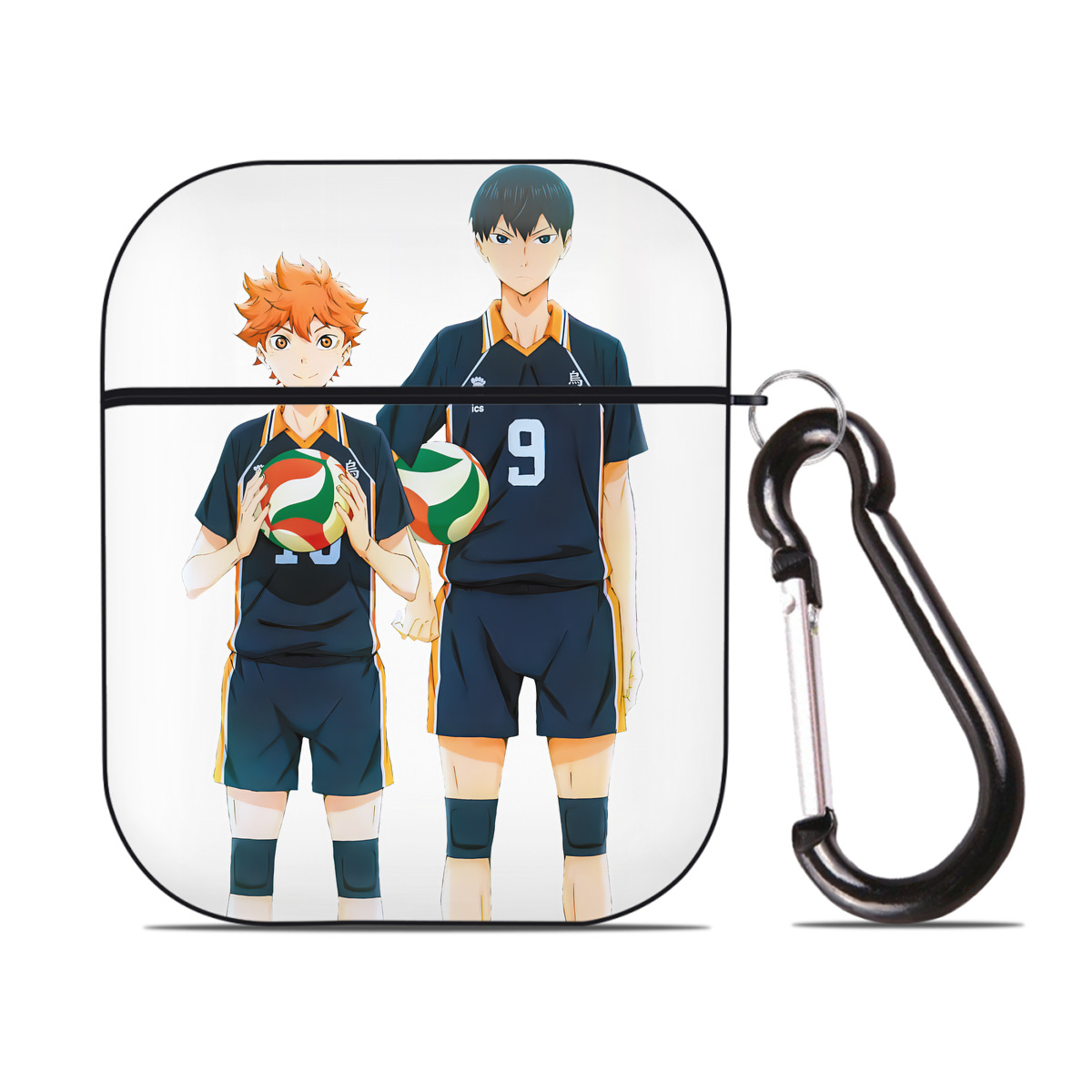 （画像用） ハイキュー!! Haikyu!! AirPods 第2世代保護ケース ハードシェル ブラック 耐衝撃・防指紋・カラビナ付き