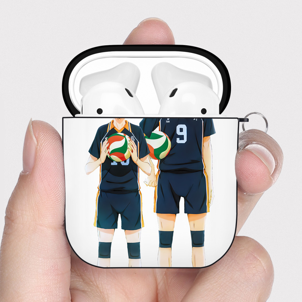 （画像用） ハイキュー!! Haikyu!! AirPods 第2世代保護ケース ハードシェル ブラック 耐衝撃・防指紋・カラビナ付き